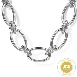 Hot Gabriel & Co. 925 Sterling Silver Oval Link Chain Necklace with Bujukan Connectors