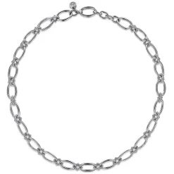 Hot Gabriel & Co. 925 Sterling Silver Oval Link Chain Necklace with Bujukan Connectors