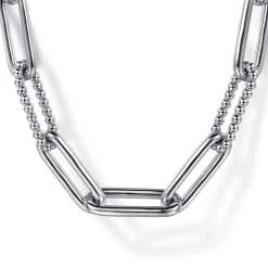 Best Gabriel & Co. 925 Sterling Silver Oval Link Chain Necklace with Bujukan Stations