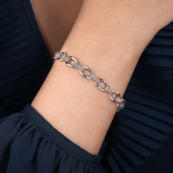 Online Gabriel & Co. Sterling Silver Oval Link Cuff Bangle