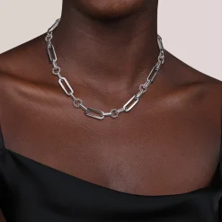 Sale Gabriel & Co. 925 Sterling Silver Paper Clip Chain Necklace with Bujukan Connectors