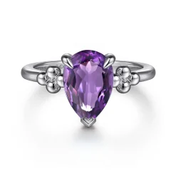 Hot Gabriel & Co. 925 Sterling Silver Pear Amethyst Bujukan Ring