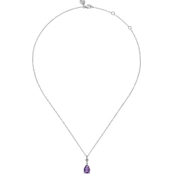 Gabriel & Co. 925 Sterling Silver Pear Amethyst Bujukan Pendant Necklace
