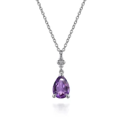 Gabriel & Co. 925 Sterling Silver Pear Amethyst Bujukan Pendant Necklace