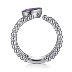 Hot Gabriel & Co. 925 Sterling Silver Pear Amethyst Bujukan Open Ring