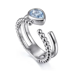 Online Gabriel & Co. 925 Sterling Silver Pear Aquamarine Bujukan Open Ring