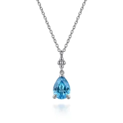 Sale Gabriel & Co. 925 Sterling Silver Pear Blue Topaz Bujukan Pendant Necklace
