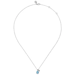 Best Gabriel & Co. 925 Sterling Silver Pear Blue Topaz Bujukan Pendant Necklace
