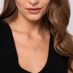 Best Gabriel & Co. 925 Sterling Silver Pear Blue Topaz Bujukan Pendant Necklace