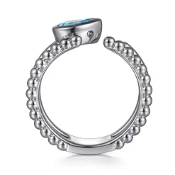 Outlet Gabriel & Co. 925 Sterling Silver Pear Blue Topaz Bujukan Open Ring