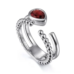 Clearance Gabriel & Co. 925 Sterling Silver Pear Garnet Bujukan Open Ring