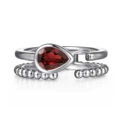 Clearance Gabriel & Co. 925 Sterling Silver Pear Garnet Bujukan Open Ring
