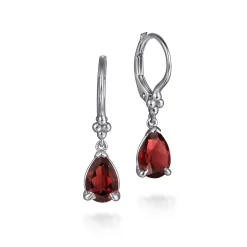 New Gabriel & Co. 925 Sterling Silver Pear Garnet Bujukan Drop Earrings