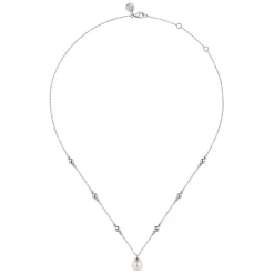 Discount Gabriel & Co. 925 Sterling Silver Pearl and Bujukan Beads Station Necklace