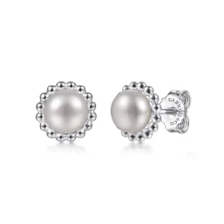 Sale Gabriel & Co. 925 Sterling Silver Pearl Stud Earrings-Bujukan