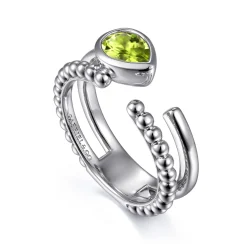 Sale Gabriel & Co. 925 Sterling Silver Pear Peridot Bujukan Open Ring