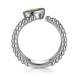 Sale Gabriel & Co. 925 Sterling Silver Pear Peridot Bujukan Open Ring