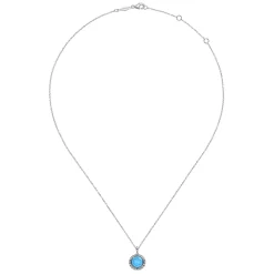 Sale Gabriel & Co. 925 Sterling Silver Rock Crystal and Turquoise Pendant Necklace