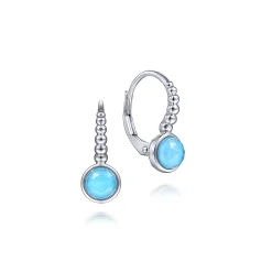 Gabriel & Co. Sterling Silver Rock Crystal and Turquoise Bujukan Leverback Earrings