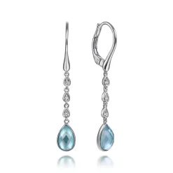 Hot Gabriel & Co. 925 Sterling Silver Rock Crystal White MOP Green Onyx Earrings with White Sapphire