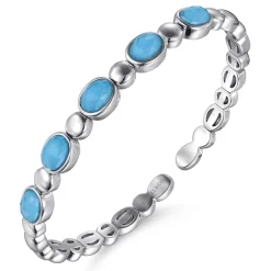 Clearance Gabriel & Co. 925 Sterling Silver Rock Crystal Turquoise Bangle Bracelet