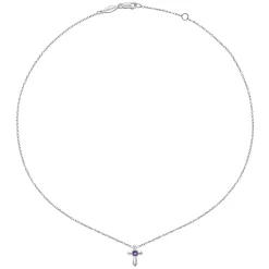 New Gabriel & Co. 925 Sterling Silver Round Amethyst Cross Necklace