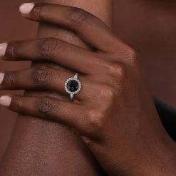 Best Gabriel & Co. 925 Sterling Silver Round Black Onyx Bezel Set Ring with Bujukan Bead Halo