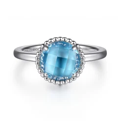 Outlet Gabriel & Co. 925 Sterling Silver Round Blue Topaz Bujukan Ring