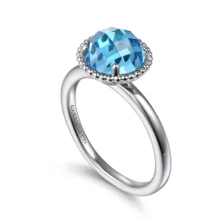 Outlet Gabriel & Co. 925 Sterling Silver Round Blue Topaz Bujukan Ring
