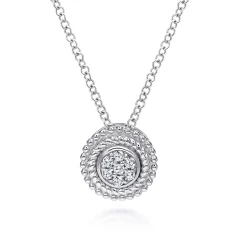 Clearance Gabriel & Co. 925 Sterling Silver Round Diamond Cluster Pendant Necklace