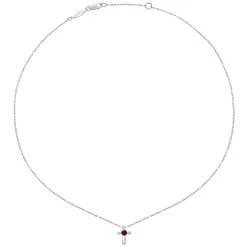 Online Gabriel & Co. 925 Sterling Silver Round Garnet Cross Necklace