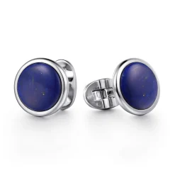 New Gabriel & Co. 925 Sterling Silver Round Lapis Cufflinks