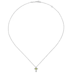 Clearance Gabriel & Co. 925 Sterling Silver Round Peridot Cross Necklace