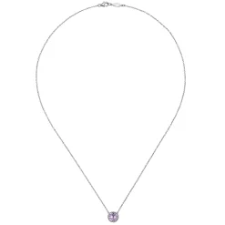 Gabriel & Co. 925 Sterling Silver Round Pink Amethyst Pendant Necklace
