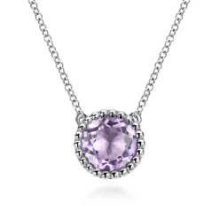 Gabriel & Co. 925 Sterling Silver Round Pink Amethyst Pendant Necklace