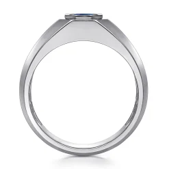 Hot Gabriel & Co. 925 Sterling Silver Round Sapphire Mens Engagement Ring in High Polish Finish
