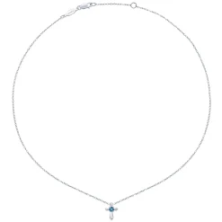 Best Gabriel & Co. 925 Sterling Silver Round Sky Blue Topaz Cross Necklace