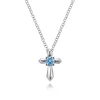 Hot Gabriel & Co. 925 Sterling Silver Round Swiss Blue Topaz Cross Necklace