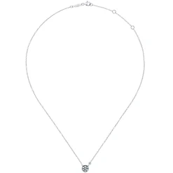 New Gabriel & Co. 925 Sterling Silver Round White Sapphire Cluster Pendant Necklace with Side Bezel Diamond
