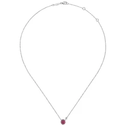 Best Gabriel & Co. 925 Sterling Silver Ruby Cluster And Diamond Pendant Necklace