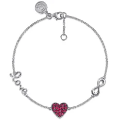 Best Gabriel & Co. Sterling Silver Ruby Heart Love Infinity Bracelet