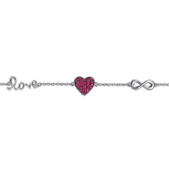 Best Gabriel & Co. Sterling Silver Ruby Heart Love Infinity Bracelet