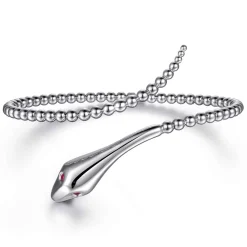 Outlet Gabriel & Co. 925 Sterling Silver Ruby Snake Bujukan Bypass Bangle Bracelet