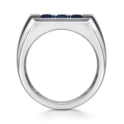 Online Gabriel & Co. Sterling Silver Sapphire B quality Mens Ring in High Polish Finish