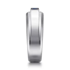 Online Gabriel & Co. Sterling Silver Sapphire B quality Mens Ring in High Polish Finish