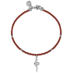 Clearance Gabriel & Co. 925 Sterling Silver Snake Brownish Red Agate Bead Bracelet