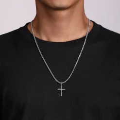 Clearance Gabriel & Co. 925 Sterling Silver Square Station Mini Cross Pendant