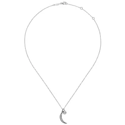Discount Gabriel & Co. 925 Sterling Silver Star and Black Rhodiumed Moon Charm Necklace with White Sapphire