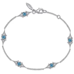 Clearance Gabriel & Co. 925 Sterling Silver Swiss Blue Topaz Station Bracelet