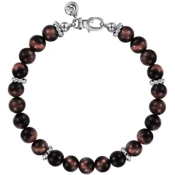 Clearance Gabriel & Co. 925 Sterling Silver Tiger Eye Beaded Bracelet 8mm